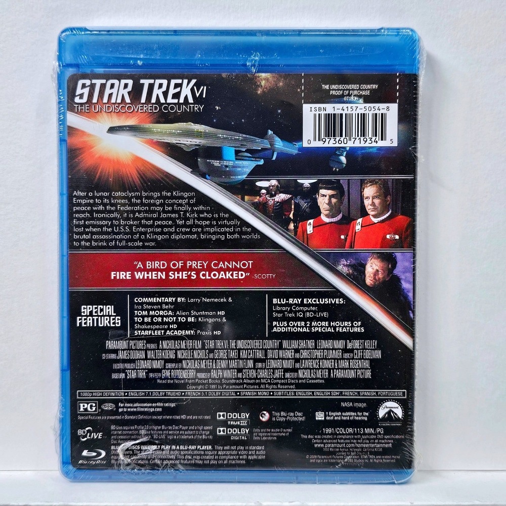 Star Trek VI‎ The Undiscovered Country Blu-ray Movie New Sealed Special Edition - Picture 2 of 4